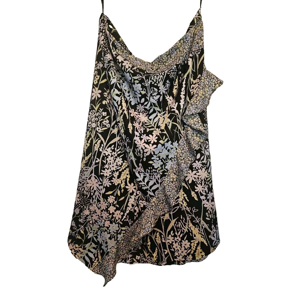 NWOT Calvin Klein Floral Print Ruffle Trim Asymmetrical Hem Skirt Womens Size 22